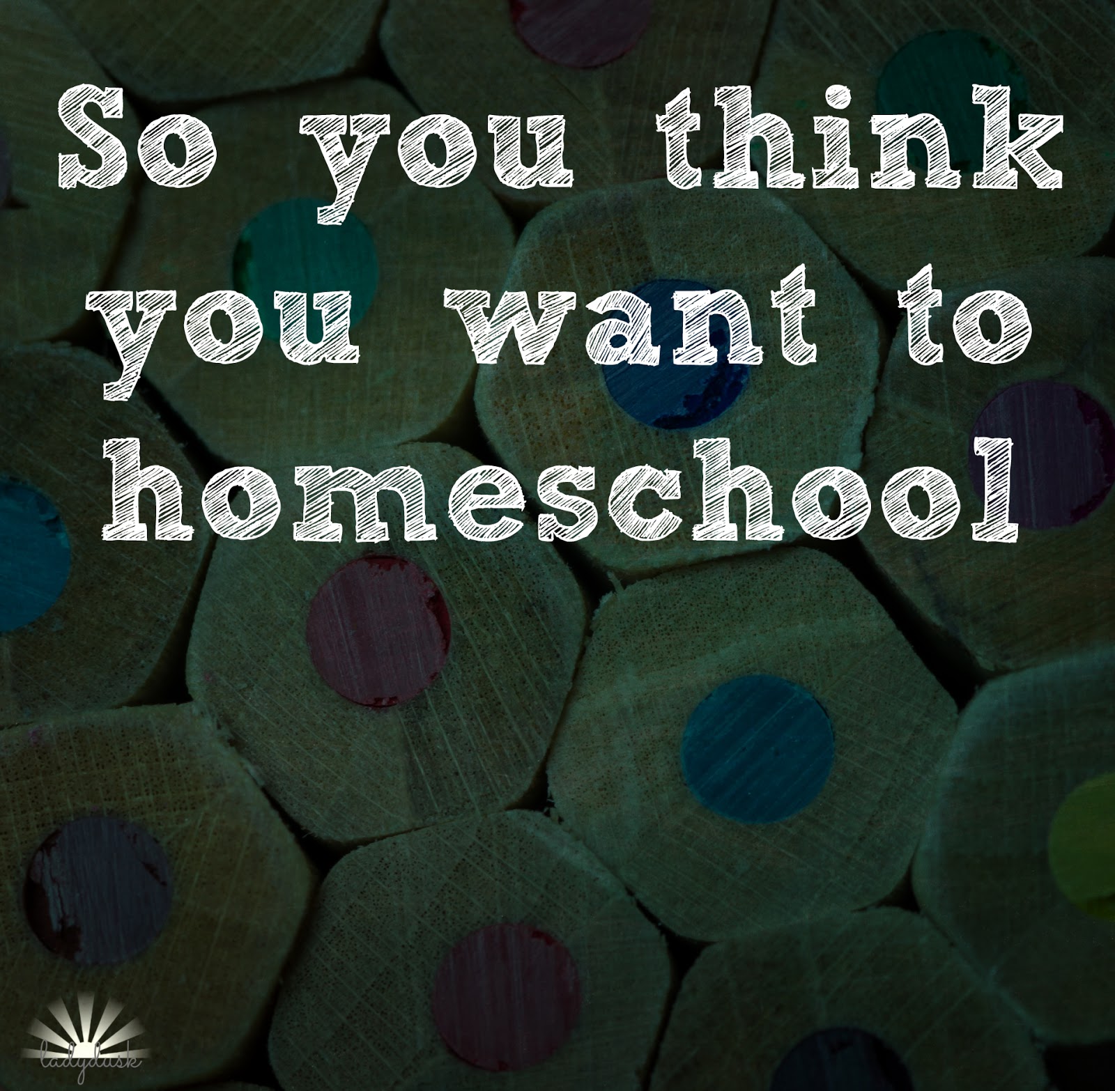 So you think you want to homeschool
